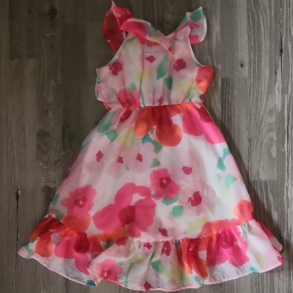 Place Vibrant Ruffled Floral Kids Dress XS - Picture 4 of 5